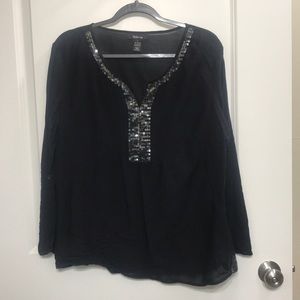 Black sequin tunic top